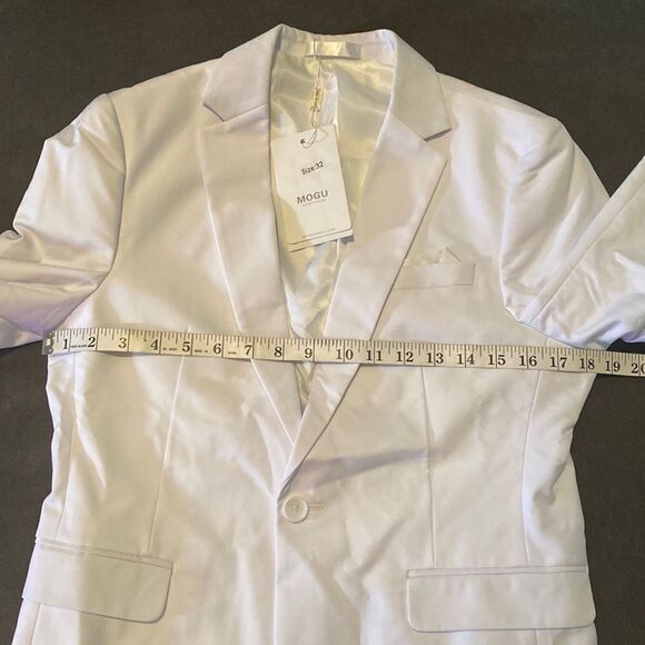 Men’s Mogu White 2 Piece Slim Fit Suit Notched Lapel Size 32 Jacket 31 Pants NWT - Picture 6 of 13